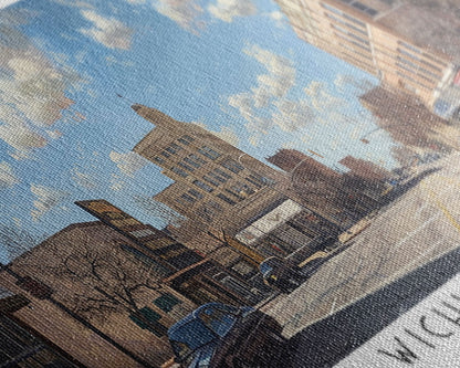 Panoramagemälde von Wichita Falls, Texas, gerahmter Leinwanddruck, Reiseposter im Retro-Stil, einzigartige Wohndekoration, künstlerische Wandgestaltung fürs Büro