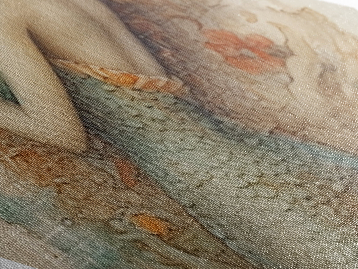 Enchanted Mermaid Muse Diamond Shaped Ocean Fantasy Wall Art Canvas Textured Print Mythical Sea Maiden Vintage Illustration