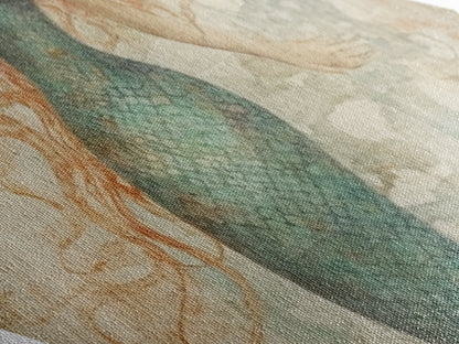 Ocean Spirit Mermaid Diamond Shaped Ethereal Fantasy Art Canvas Embossed Print Mystical Redhead Decorative Underwater Beauty