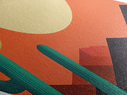 MCM Desert Art Framed Canvas Texture Art, Canvas Embossed Wall Art, Retro Style Home Decor, Office Wall Art