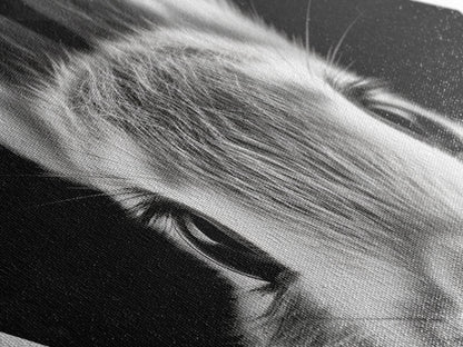 Curious Bunny Face Diamond Shaped Canvas Textured Print, Black and White Rabbit Animal Art, Minimalist Pet Lover Wall Decor