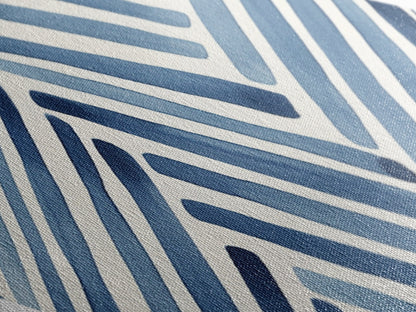 Coastal Stripe Pattern Diamond Shaped Navy Indigo Lines Canvas Embossed Print Modern Abstract Wall Art Nautical Geometric Decor