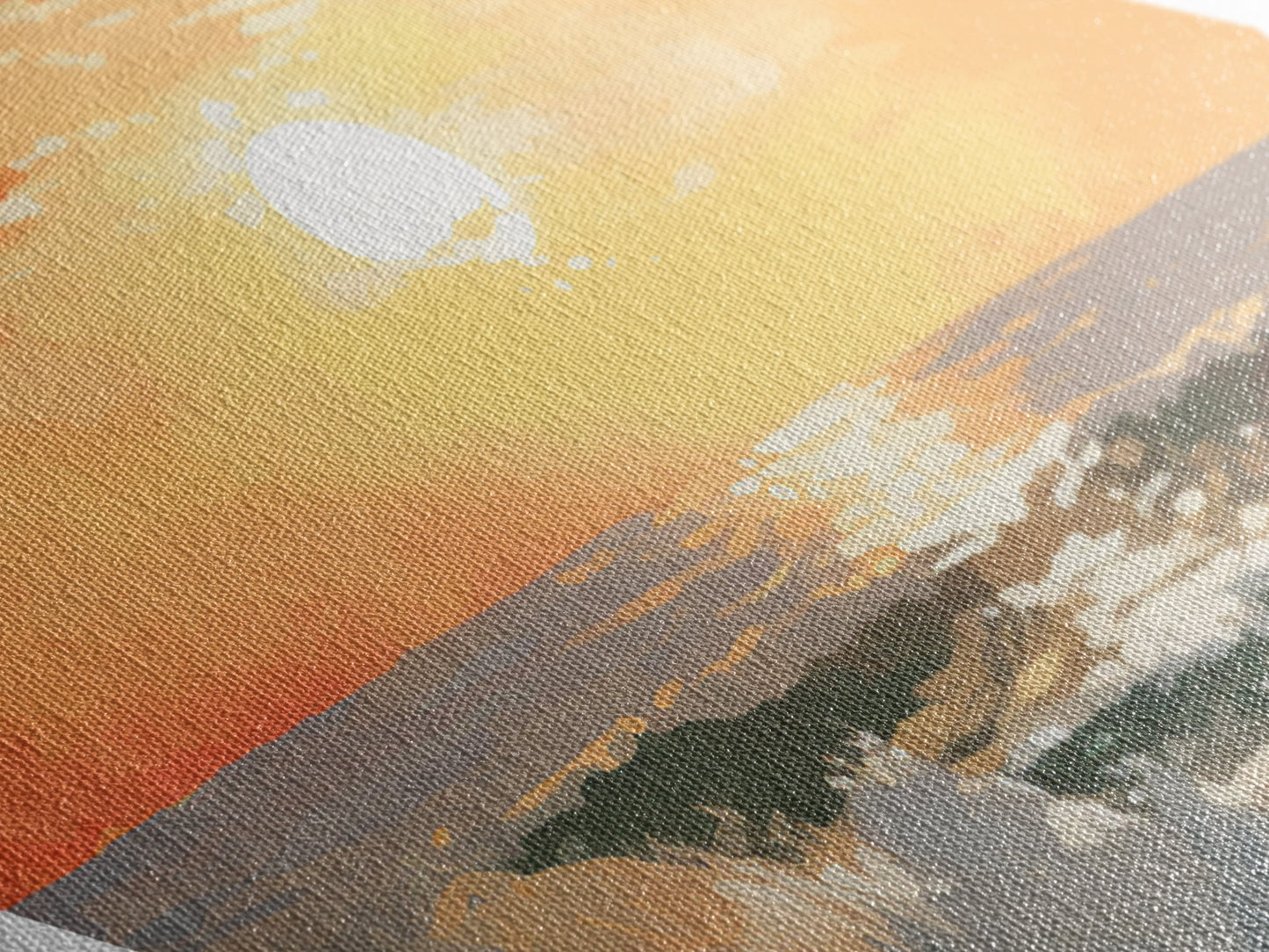 Beautiful Beach Sunset Framed Print, Nautical Painting, Coastal Decor, Diamond Shaped Art, Retro MCM Style Wall Art