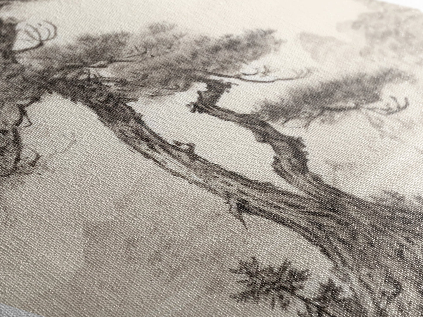 Funky Bonsai Tree Charcoal Sketch Canvas Art Print, Embossed Canvas Wall Art, Diamond Shaped Decor, Alternative Decor, Modern Art