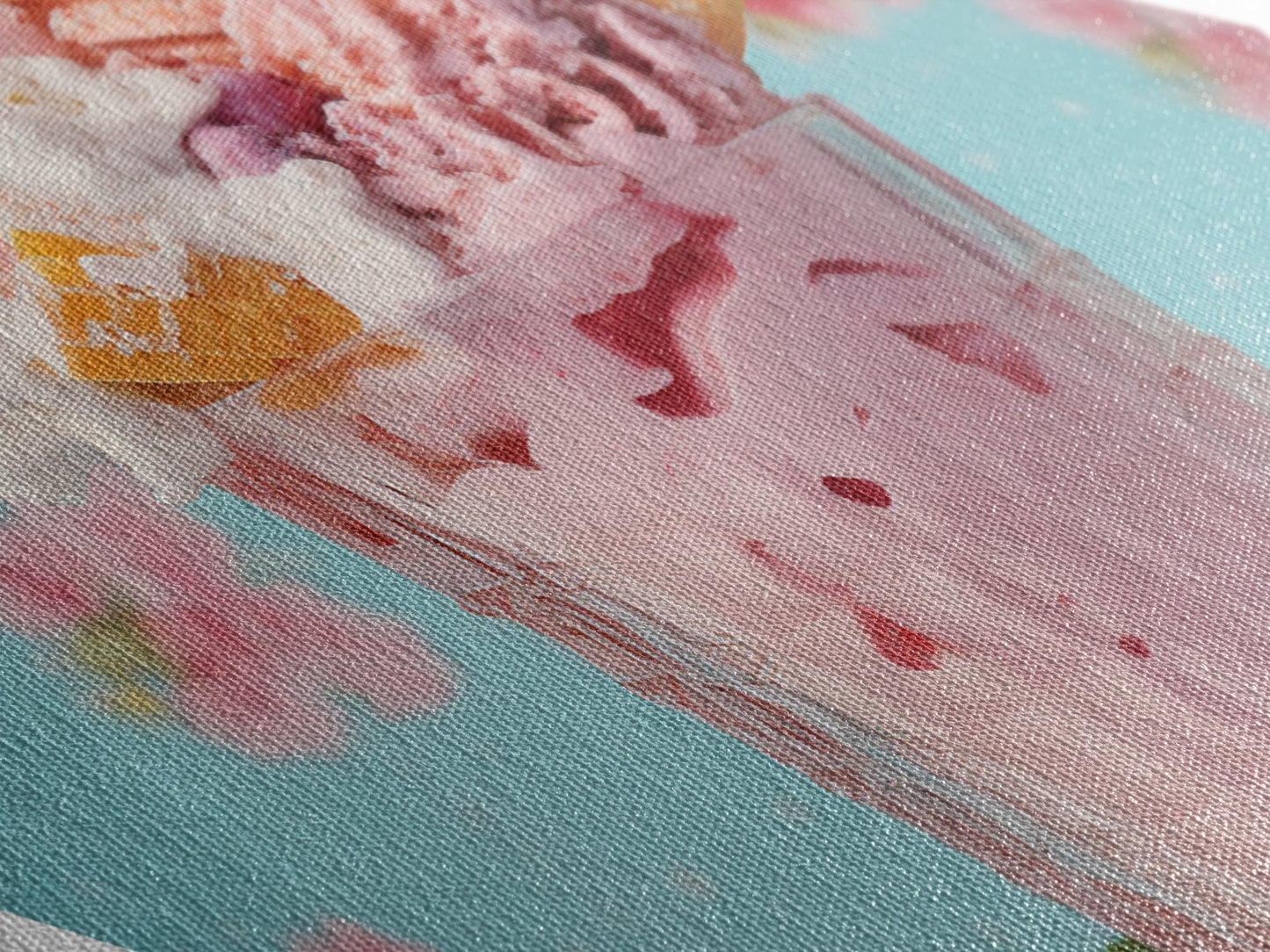 Retro Ice Cream Sundae – Canvas Art Print Whimsical Dessert Wall Decor, Pastel Kitchen Art, Diamond Shaped Sweet Treats Pop Art