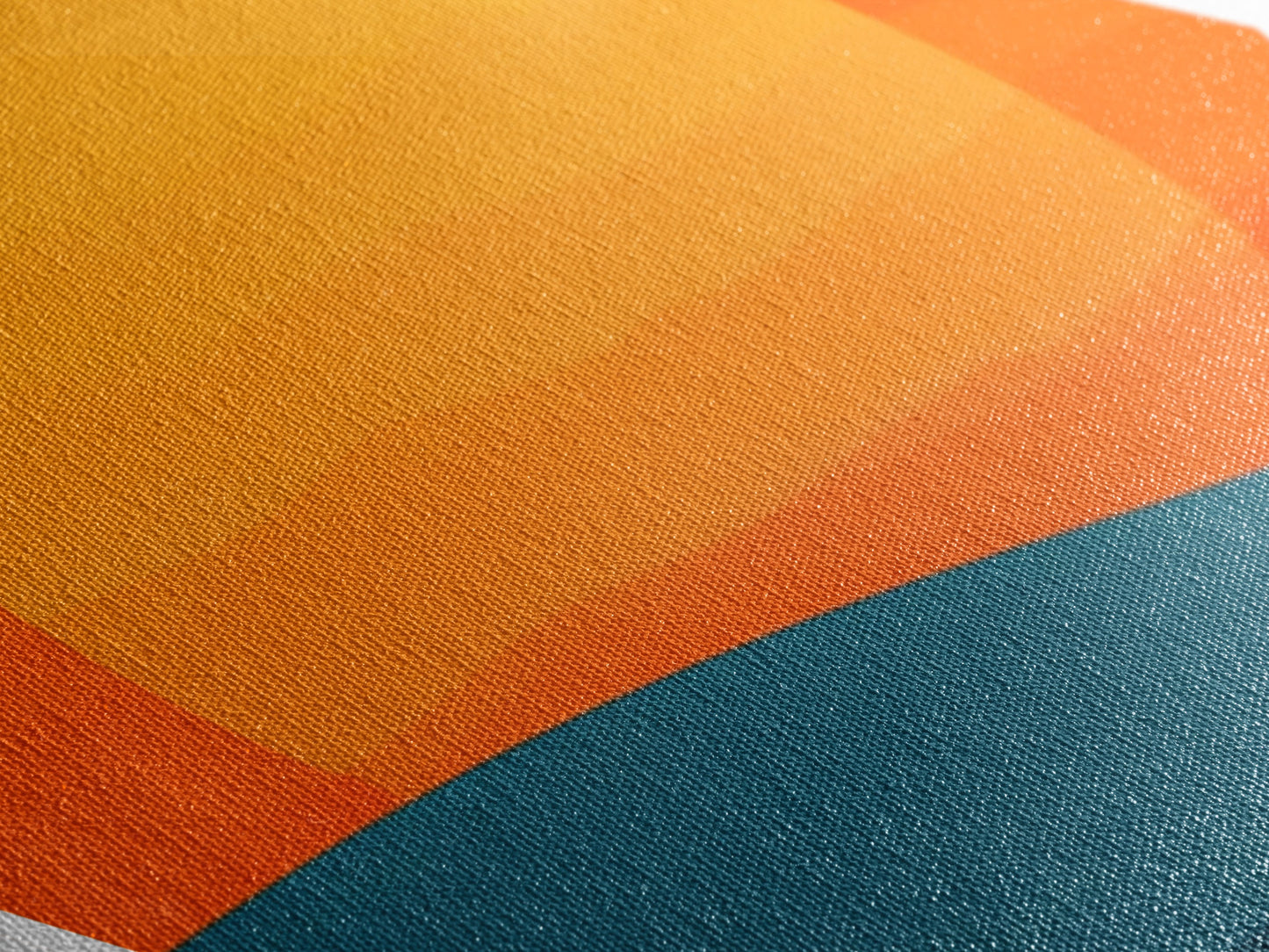 Sunset Radiance Horizon Diamond Shaped Canvas Textured Print with bold orange sun minimalist landscape warm earth tones geometric wall decor