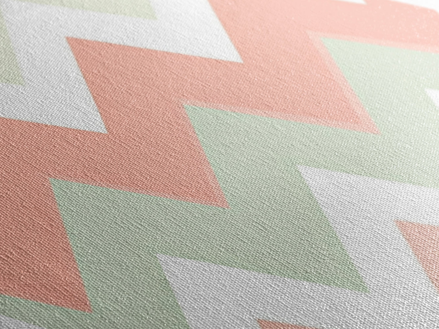 Pastel Chevron Simplicity Diamond Shaped Canvas Art Print with soft zigzag pattern modern minimal nursery decor blush green wall geometric vibe