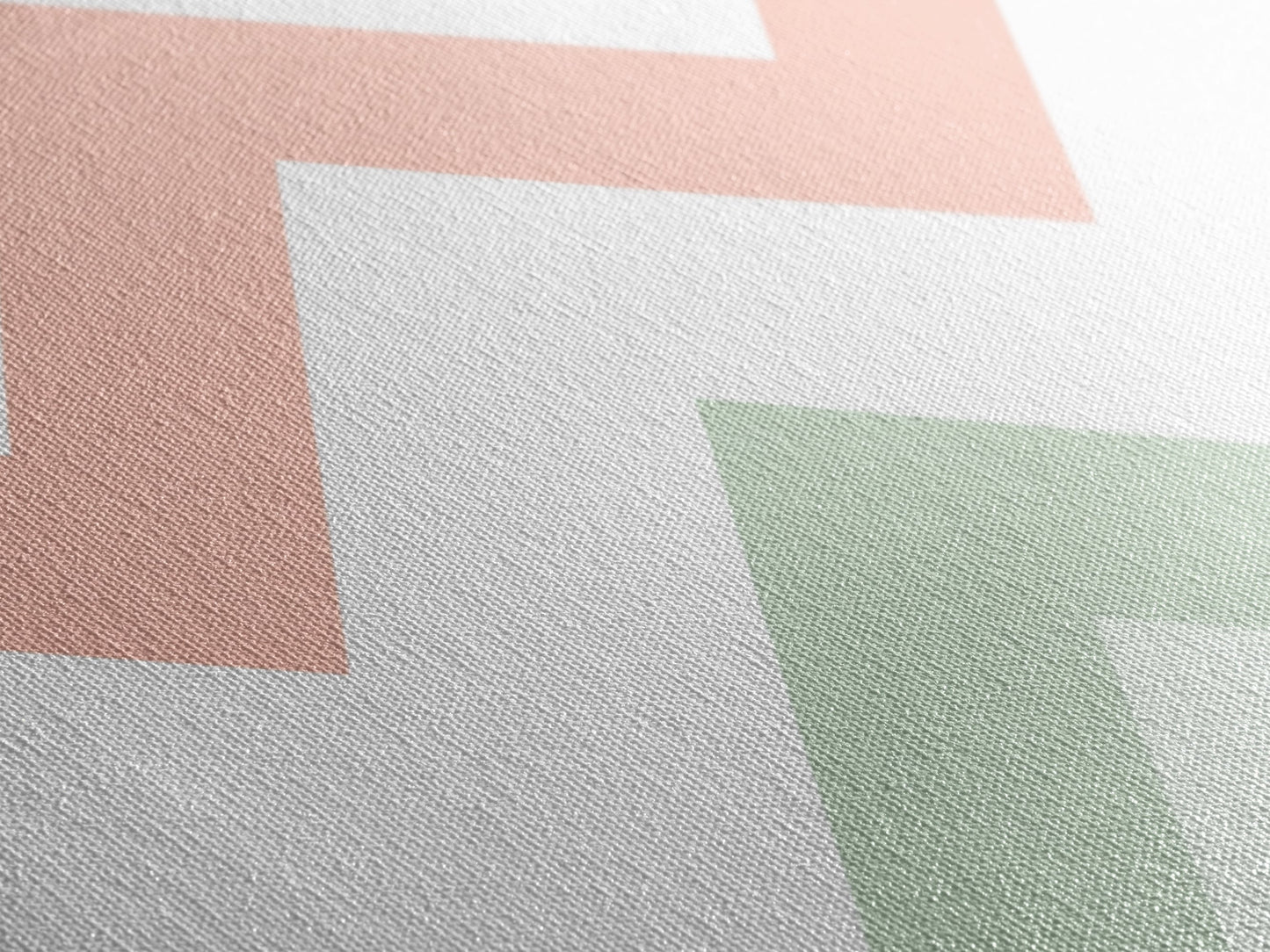 Soft Modern Stripes Diamond Shaped Canvas Textured Print with pastel chevron design retro nursery decor abstract pattern in green pink white