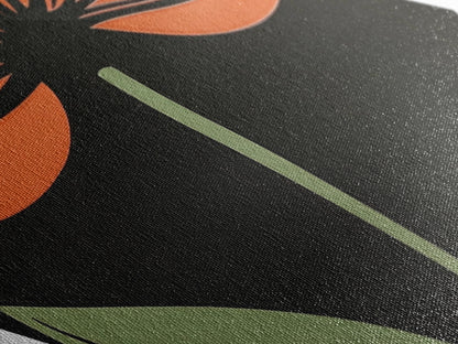 Bold Coneflower — Diamond Shaped Canvas Embossed Print adds flair to home office or studio with mid-century botanical minimal flower decor