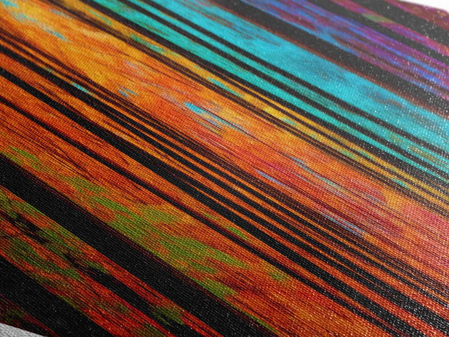 Chromatic Forest Path – Diamond Shaped Rainbow Woodland Trail Canvas Art Print with autumn trees, vibrant color spectrum, surreal landscape