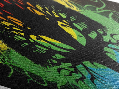 Prism Tree of Life – Diamond Shaped Rainbow Roots Silhouette Canvas Art Print with psychedelic tree, colorful energy, and abstract style