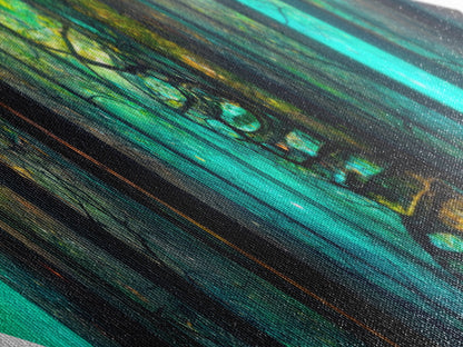 Magic Forest Portal Diamond Shaped Canvas Textured Print, fantasy woodland entrance art, colorful ethereal tree landscape print