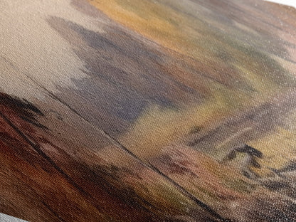 Woodland Reflections – Diamond Shaped Canvas Textured Print, Fall Forest Art, Water Scene Accent, Cozy Home Nature Wall Decor