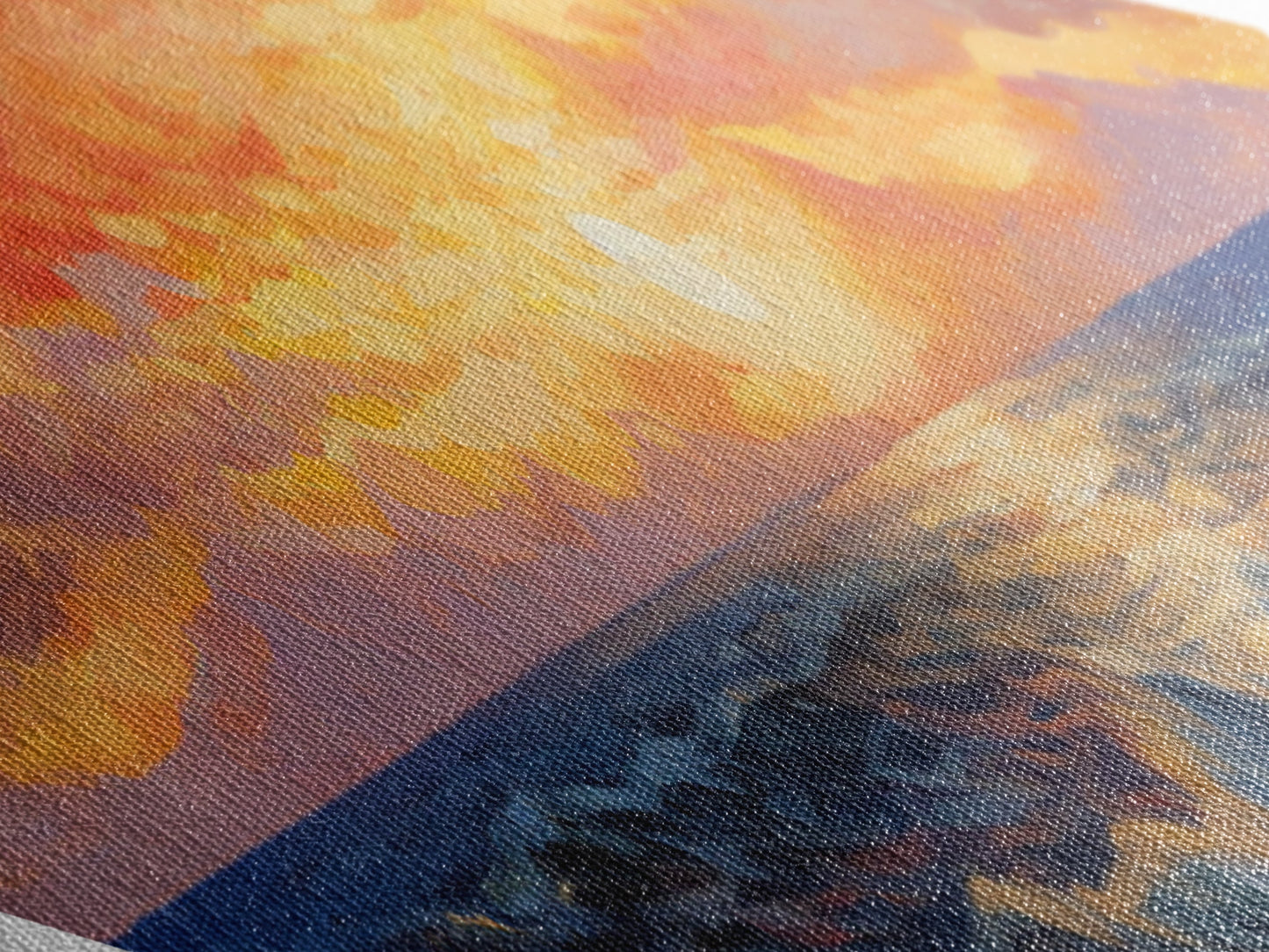 Ocean Sunset Diamond Shaped Canvas Art Print, Nautical Seascapes Painting, New England Style Art, Lakehouse Or Beach house Decor