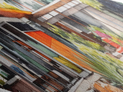 Midcentury Oasis Retreat Diamond Shaped Modern Home Canvas Art Print poolside bungalow retro palm springs architectural wall decor