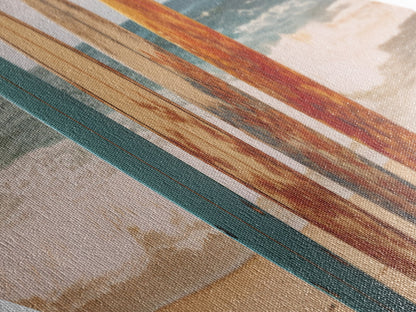 Vibrant Surf Quartet Diamond Shaped beach scene with surfboards wall decor Canvas Art Print coastal summer home accent gift idea