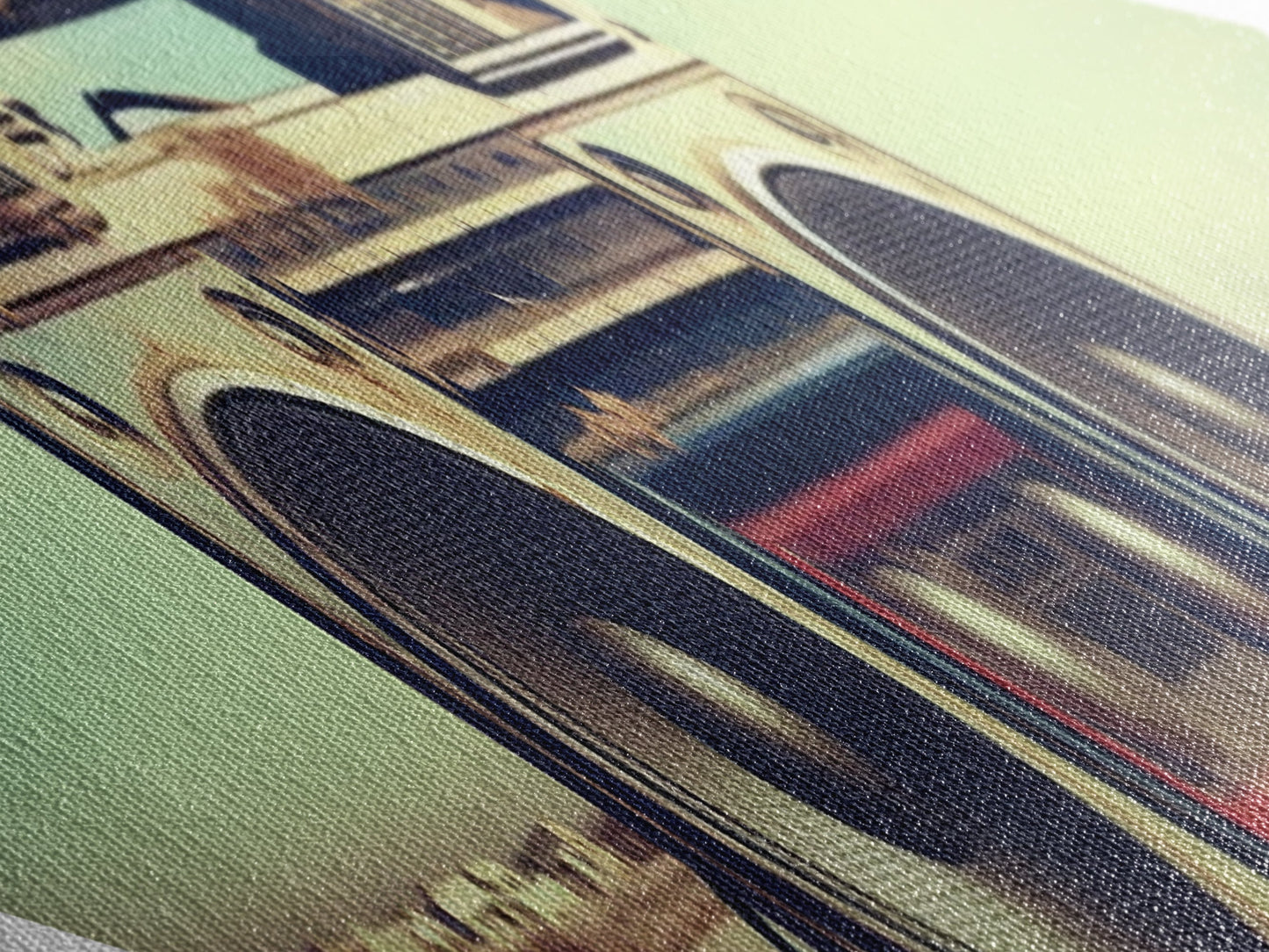 Boombox On Beach Diamond Shaped retro music lover Canvas Textured Print nostalgic 80s vibe beach sound decor man cave or dorm art