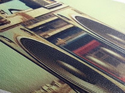 Boombox On Beach Diamond Shaped retro music lover Canvas Textured Print nostalgic 80s vibe beach sound decor man cave or dorm art