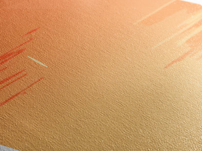 Desert Horizon Glow Diamond Shaped minimalist desert sunset Canvas Embossed Print warm orange tones boho bedroom or office accent