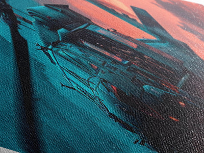 Midnight Drop Mission — Diamond Shaped Canvas Art Print helicopter military decor, stormy sky artwork, man cave or office statement