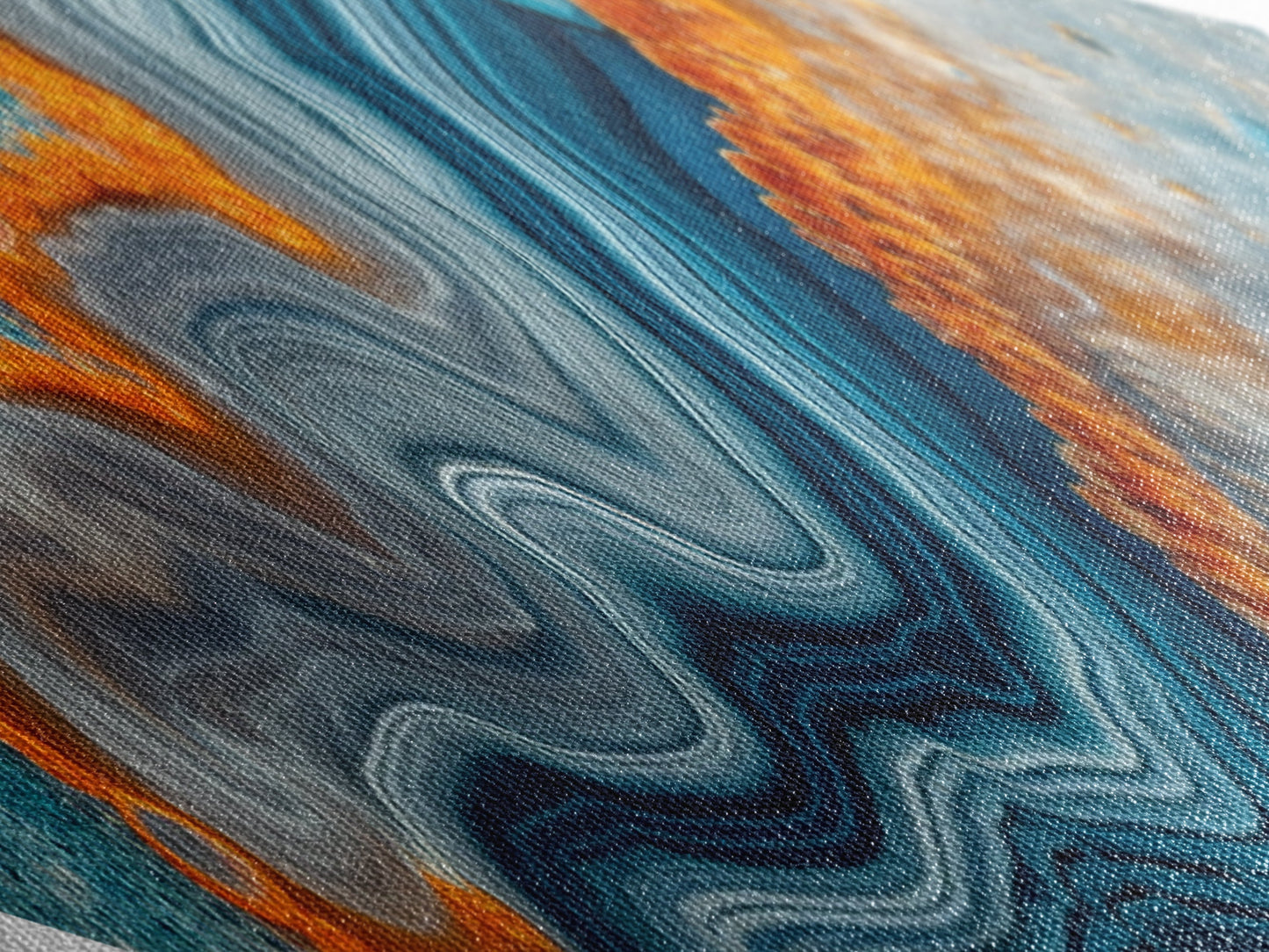 Aqua Flame Vein Diamond Shaped Canvas Textured Print Agate Crystal Slice Wall Decor Earth Tones Modern Bathroom Gift