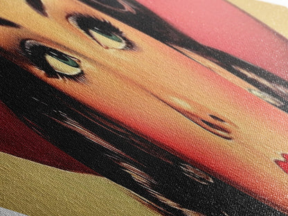 Autumn Cowgirl Glow Diamond Shaped Canvas Textured Print rustic fall farmhouse art western portrait cozy decor country home wall