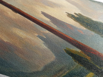 Towering Realm Scene Diamond Shaped Canvas Art Print, Mythic Landscape Fantasy Wall Decor, Romanticism Style Magical Nature View