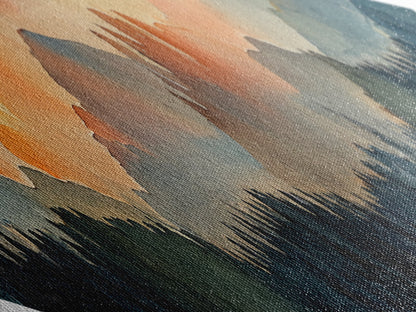 Diamond Shaped Watercolor Painting of a Forest Fire, Canvas Art Print, Cool Living Room Art, Depressing Art, Landscape Painting