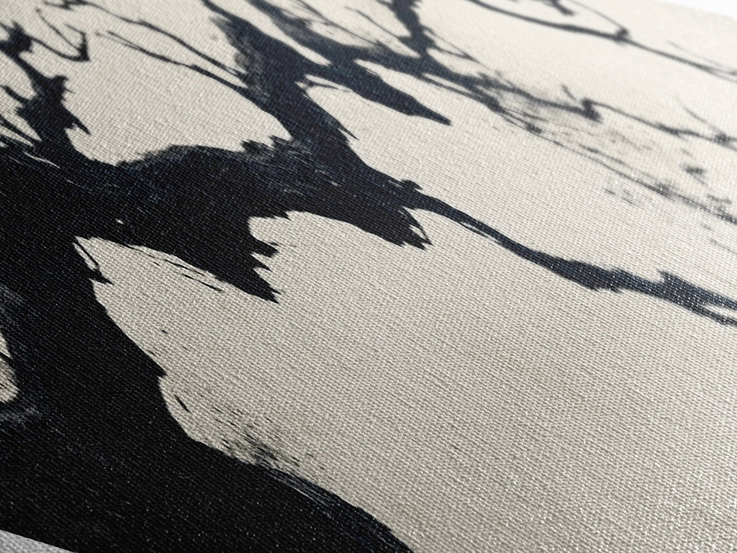 Zen Branch Ink Diamond Shaped Canvas Textured Print Japanese Minimal Abstract Nature Wall Art Modern Decor Neutral Palette Home Gift