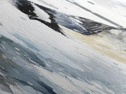 Winter Perch - Diamond Shaped Canvas Textured Print Snowy Bird Wall Art Woodland Wildlife Christmas Cabin Nature Room Accent