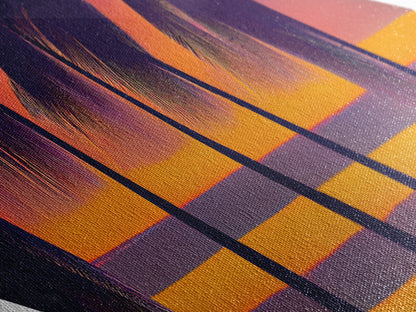 MCM Palm Trees Framed Canvas Art Print - Diamond Shaped Art - Retro Synthwave Home Decor