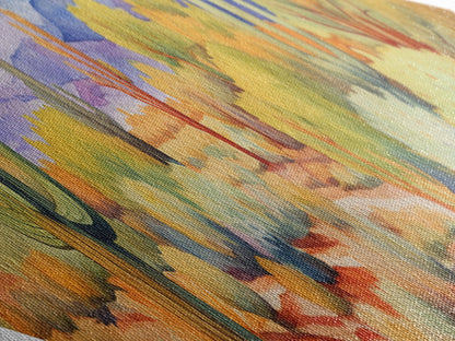 Desert Garden Pathway Diamond Shaped Canvas Embossed Print colorful southwest watercolor cacti art modern boho living room piece