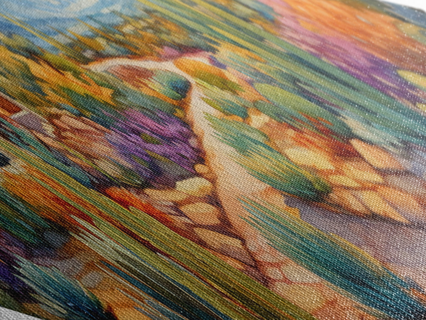 Southwest Garden Retreat Diamond Shaped Canvas Art Print desert botanical cacti and succulents colorful landscape art decor accent