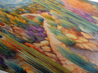 Southwest Garden Retreat Diamond Shaped Canvas Art Print desert botanical cacti and succulents colorful landscape art decor accent