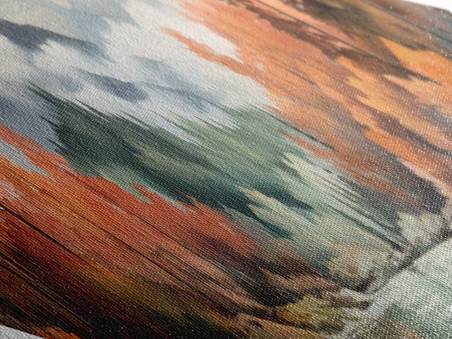 Diamond Shaped Winter Forest Mosaic Canvas Textured Print Snowy Landscape Sunset Trees Stained Glass Look Seasonal Home Wall Art