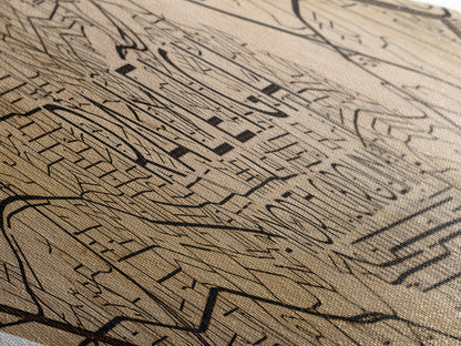 Raleigh Diamond Shaped City Map, Custom Diamond Shaped Wall Art, City Map Canvas