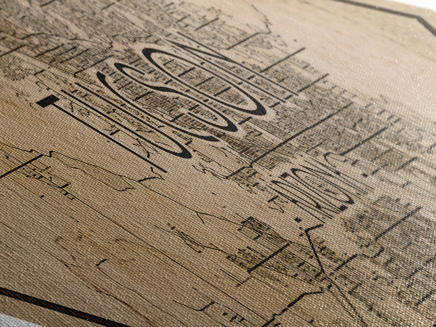 Tucson Diamond Shaped City Map, Custom Diamond Shaped Wall Art, City Map Canvas