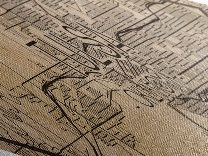 Tulsa Diamond Shaped City Map, Custom Diamond Shaped Wall Art, City Map Canvas