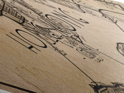 Hong Kong Diamond Shaped City Map, Custom Diamond Shaped Wall Art, City Map Canvas