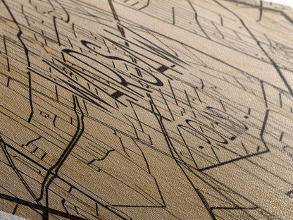 Warsaw - Poland Diamond Shaped City Map, Custom Diamond Shaped Wall Art, City Map Canvas