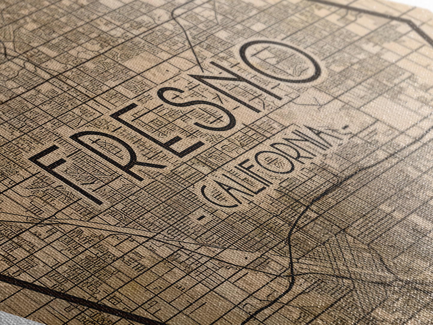 Fresno Diamond Shaped Travel Poster, Custom Diamond Shaped Wall Art, City Map Canvas