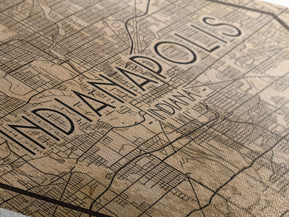 Indianapolis Diamond Shaped Travel Poster, Custom Diamond Shaped Wall Art, City Map Canvas