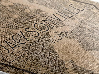 Jacksonville Diamond Shaped Travel Poster, Custom Diamond Shaped Wall Art, City Map Canvas