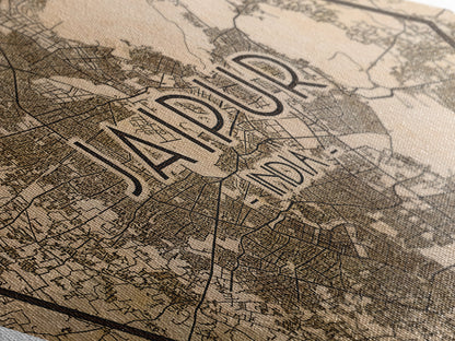 Jaipur - India Diamond Shaped Travel Poster, Custom Diamond Shaped Wall Art, City Map Canvas