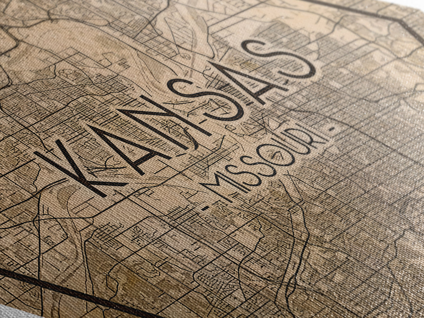 Kansas City Diamond Shaped Travel Poster, Custom Diamond Shaped Wall Art, City Map Canvas