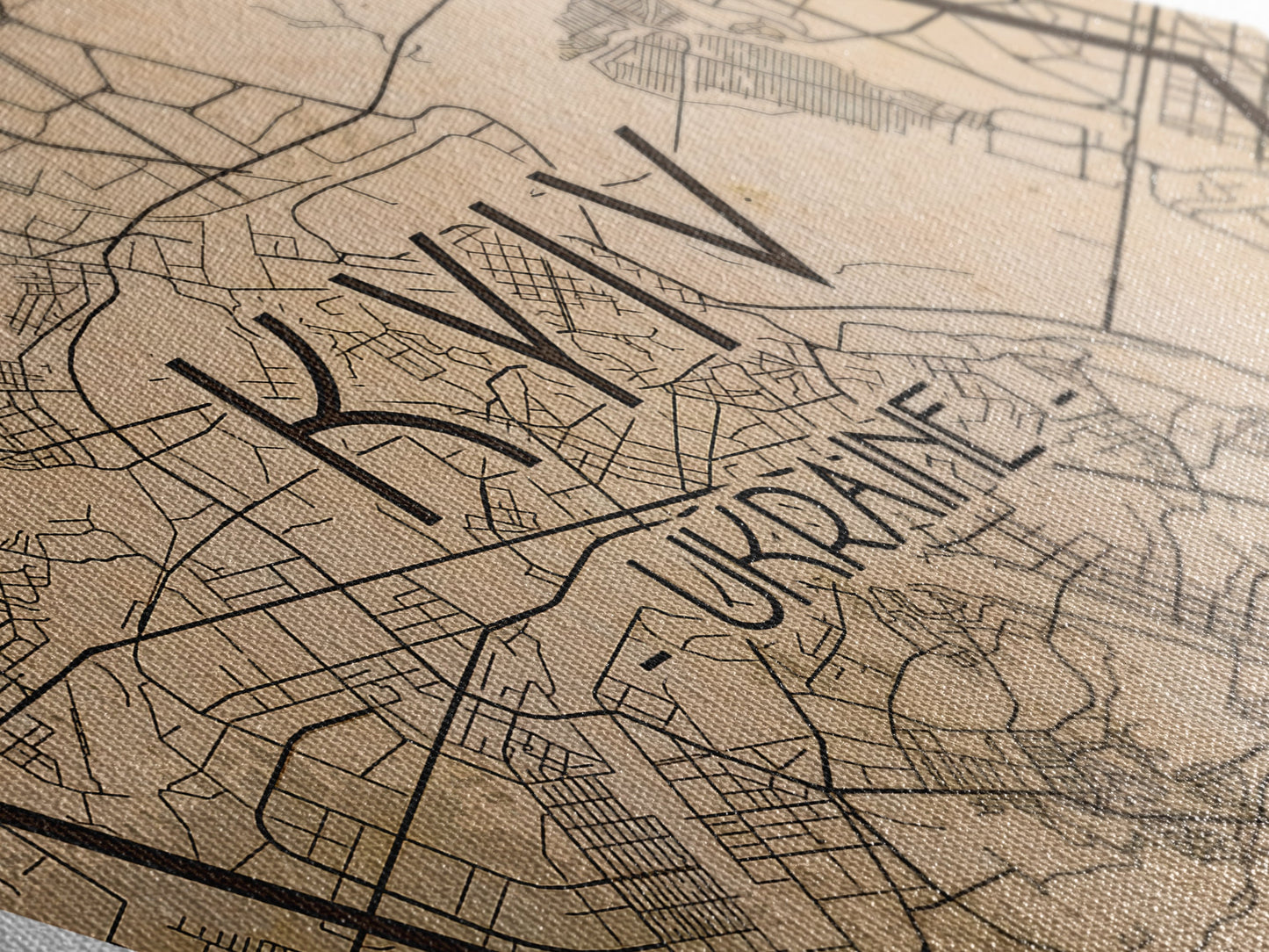 Kyiv - Ukraine Diamond Shaped Travel Poster, Custom Diamond Shaped Wall Art, City Map Canvas