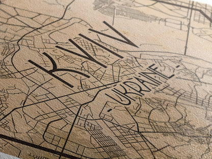 Kyiv - Ukraine Diamond Shaped Travel Poster, Custom Diamond Shaped Wall Art, City Map Canvas