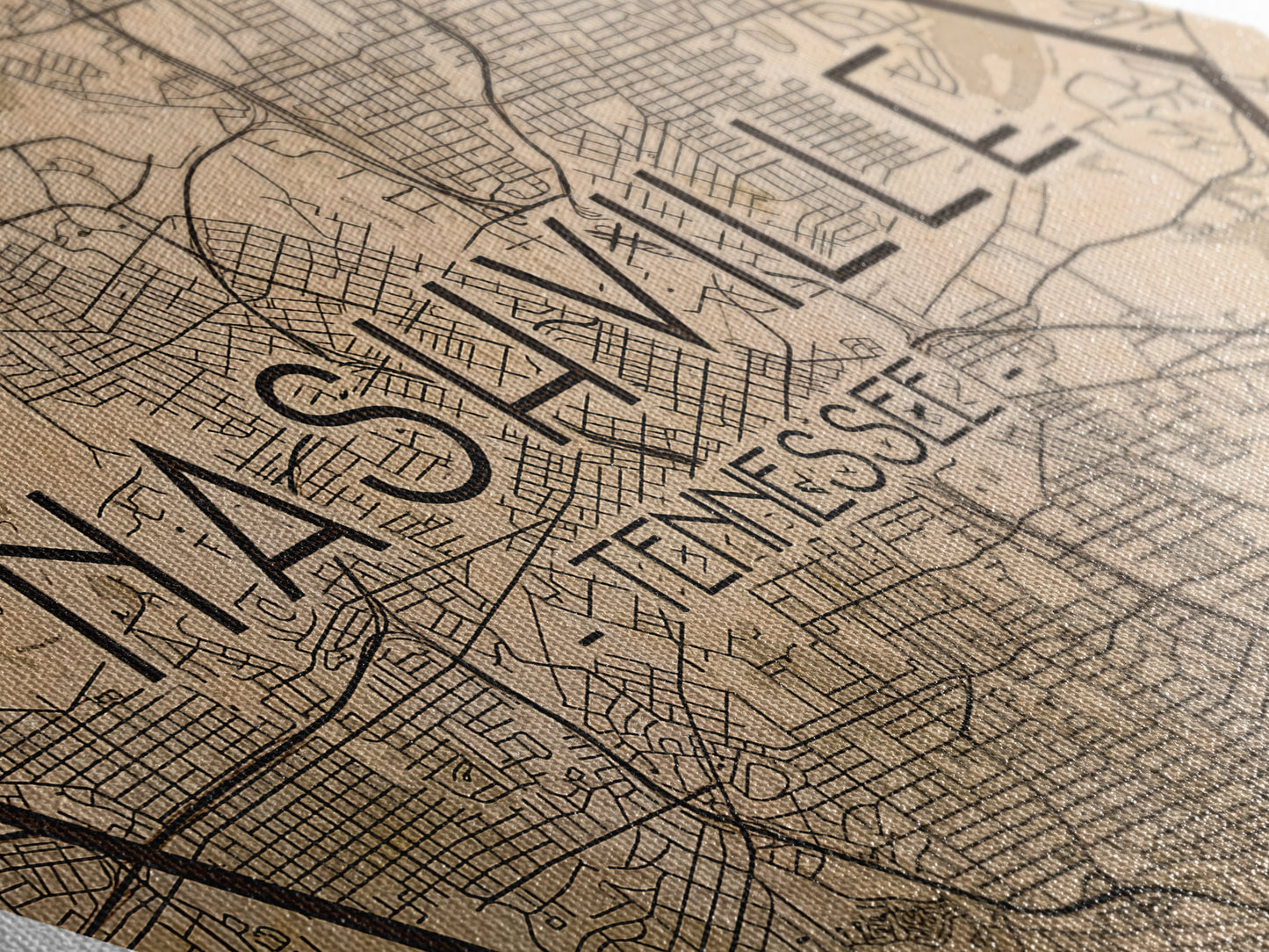 Nashville Diamond Shaped Travel Poster, Custom Diamond Shaped Wall Art, City Map Canvas