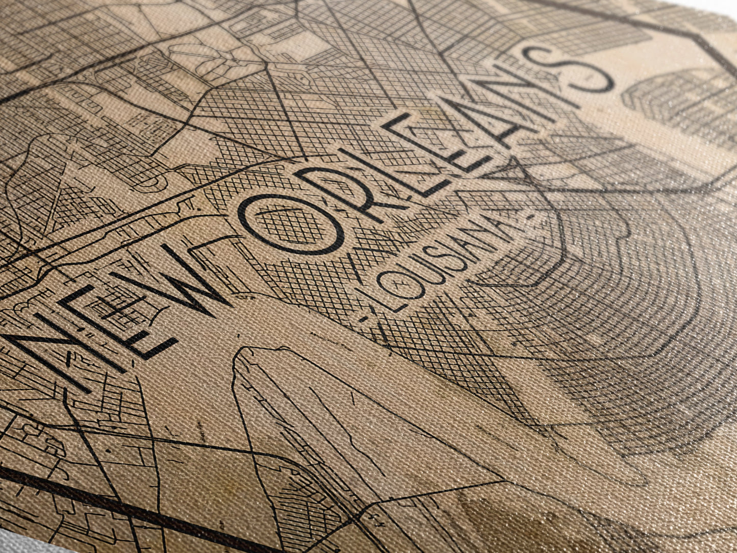 New Orleans Diamond Shaped Travel Poster, Custom Diamond Shaped Wall Art, City Map Canvas