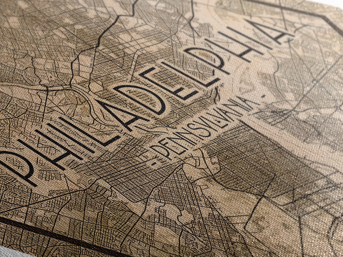 Philadelphia Diamond Shaped Travel Poster, Custom Diamond Shaped Wall Art, City Map Canvas